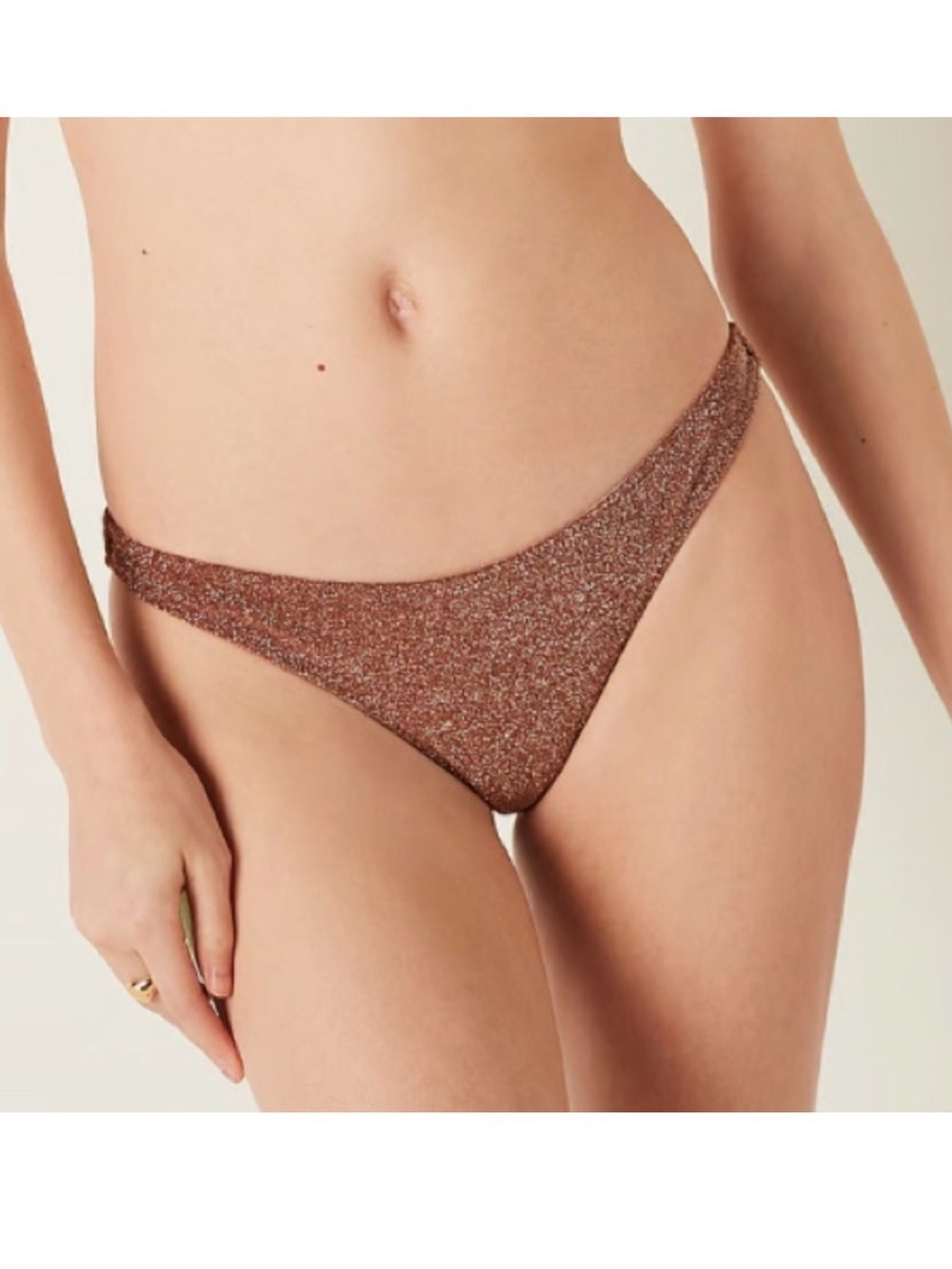 PINK Victoria’s Secret Bronze Glitter Bikini Bottoms Shimmer Swim NWT Small - Picture 2 of 12